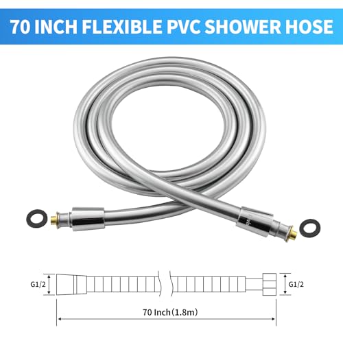 Extra Long Replacement Shower Hose Extension Handheld Shower Head Hose 79 Inches Flexible and Durable with Brass Insert and Nut - color: Silver, size: 79 Inches