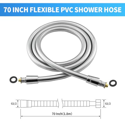 Extra Long Replacement Shower Hose Extension Handheld Shower Head Hose 79 Inches Flexible and Durable with Brass Insert and Nut - color: Silver, size: 79 Inches