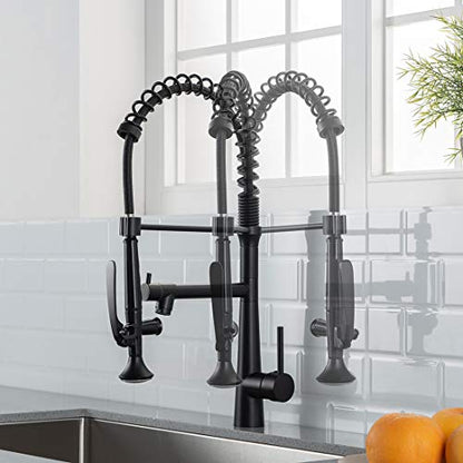 AIMADI Black Kitchen Faucet with Sprayer,Commercial Faucet Kitchen | Matte Black,Single Handle Spring Pull Down Kitchen Sink Faucet With LED Light - color: Matte BlackFinish
