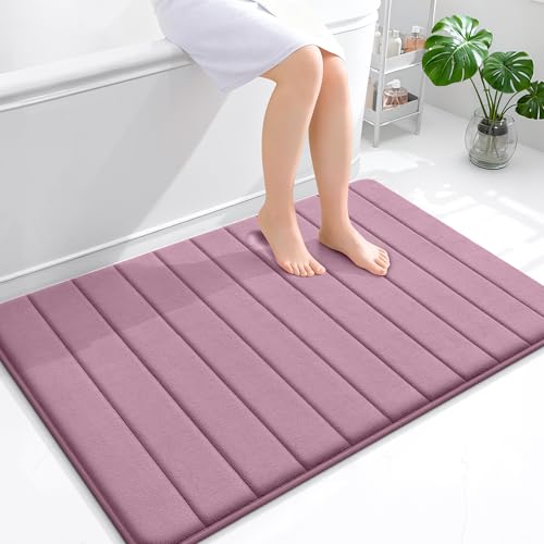 OLANLY Memory Foam Bath Mat 44x32, Super Soft Absorbent Bathroom Rugs, Quick Dry, Machine Washable Shower Floor Rugs, Bathmat Carpet, Bathroom Home Decor Accessories, Deep Plum - color: Deep Plum, size: 44" X 32"