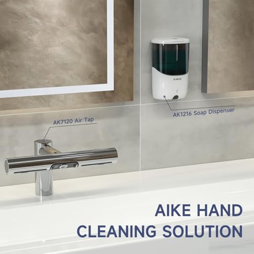 AIKE Liquid Automatic Soap Dispenser,Power by 4*AA Batteries for Bathroom | 5-level adjustable for Home and Small Business(Batteries Not Included),No-Drill and Screw Wall Mount for Space-Saving,AK1216 - color: White