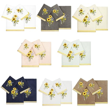 Jubilant 4-Piece Premium Towel Set, Vibrant Floral Applique, Luxurious Turkish Cotton, Soft & Durable, Elegant Bath Ensemble, 2 Bath 2 Hand Towels, Aqua - color: Aqua, size: 2 Pcs Bath 2 Pcs Hand Towel