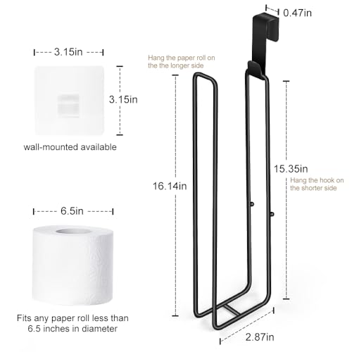Black Over The Tank Toilet Paper Holder for 4 Roll Tissue | Bathroom Toilet Paper Roll Storage Holder Wall Mount Brushed Nickel,Metal Hanging Toilet Paper Holder Dispenser,Organizer - color: L:hold 4 Rolls Tissue(1pcs,black)