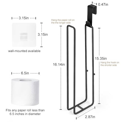 Black Over The Tank Toilet Paper Holder for 4 Roll Tissue Wall Mount 2pcs | Bathroom Toilet Paper Roll Storage Holder Brushed Nickel Metal Hanging Toilet Paper Holder Dispenser Organizer - color: K:hold 4 Rolls Tissue(2pcs,black)