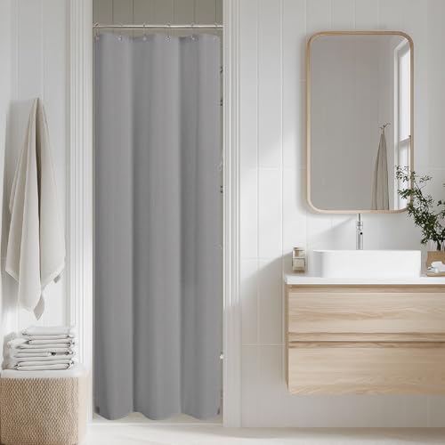 2-in-1 Waterproof Fabric Shower Curtain - No Separate Liner Needed, Hotel-Style Waffle Weave, Effortless Cleaning & Washable Bathroom Shower Curtain Set,48Wx72H,Grey - color: Grey, size: 48"W x 72"L (Pack of 1)