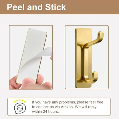 pickpiff 12 Pack Stick-on Hooks Strong 13LB for Coat & Towel, Brushed Gold - color: Gold, size: 12 Pack