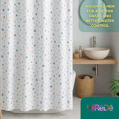 Waterproof Shower Curtain 72x72 – Fabric Bathroom Curtain with Weighted Hem & Rustproof Grommets – Washable Speckled Design with 12 Hooks – Decorative Polyester Shower Curtain for Bathroom