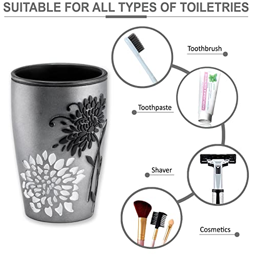 Zahari Home 4pc Erica Bathroom Accessories Sets Modern Classic Soap Dispenser, Tumbler, Tooth Brush Holder and Soap Dish Holder Unique Design Grey Bathroom Set - color: Erica, style: 4 Piece Set
