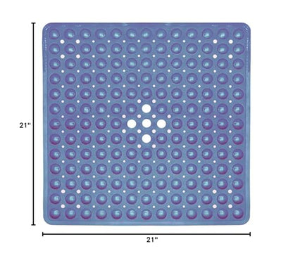 ENKOSI Square Shower Mat – 21 x 21 Inch Non-Slip Bathroom Shower Stall Mat with Suction Cups and Drain Holes – Anti-Slip Bathtub Shower Mats for Inside Shower (21x21 Aqua Blue) - color: Aqua Blue