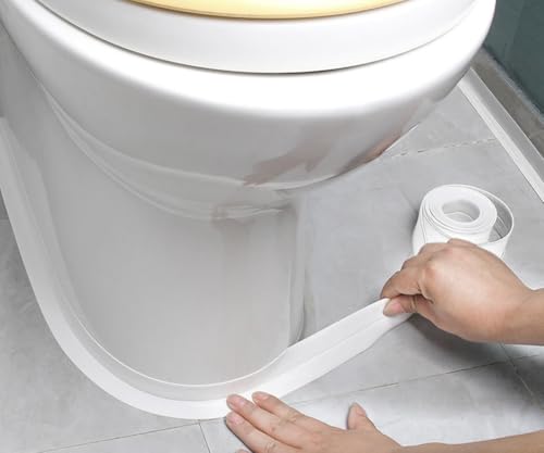White Caulk Tape Waterproof Self Adhesive, Toilet & Bathtub Sealant Strip, Peel & Stick Caulking Tape for Floor Tile Corner Trim & Shower, Bathroom Accessories, Better Than Silicone Caulk - style: White-1.5IN-10.5FT