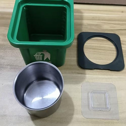 Small Trash Can, Bathroom Trash Can with Lid, Wall-Mounted Garbage Bin, Space-Saving Bin for Bathroom/Kitchen, Adhesive & Screw-Mount Options, Ideal for Sinks, Toilets, Balconies