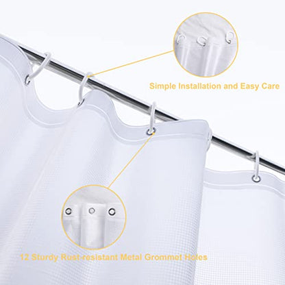NTBAY EVA Shower Curtain Liner, 72 x 72, 6 Gauge, Semi Clear Water Cube | Water-repellent EVA Liner with 3 Bottom Magnets, 12 Reinforced Grommets, and 12 Plastic Hooks - color: Clear Checkered, size: 72"W x 72"L (Pack of 1)
