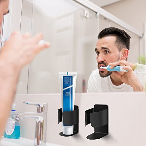 Electric Toothbrush Holder Wall Mount, 304 Stainless Steel Self-Adhesive Bathroom Organizer for Electric Toothbrush, Toothpaste & Face Wash–Space Saving, Waterproof, Holds Up to 10lbs (2 Pack, Black) - color: Black 2 Pack