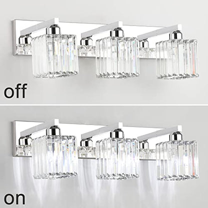 Aipsun Vanity Light Fixtures Crystal Bathroom Lighting Fixtures Chrome Vanity Light for Bathroom (Exclude Bulb) - color: Chrome, size: 23 inch