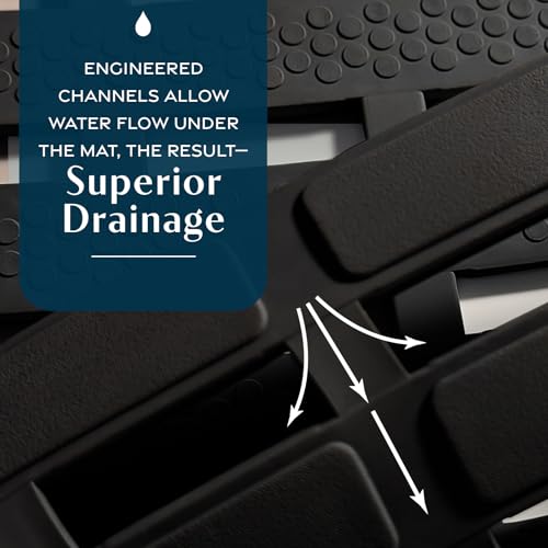 SlipX Solutions 31"x15" Weighted Non Slip Bath Mat for Textured Tubs, Black | No Suction Cup Design, Safe For Refinished Bathtubs & Showers, Doesn't Float, Stays Put On Tile, Texture, & Stone - color: Black