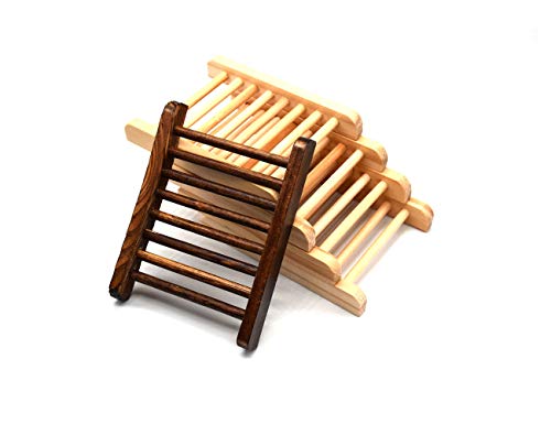 Ru S 10 Piece Home Bamboo Wood Soap Holder, Bathroom Wooden Soap Case, Hand Craft Bathtub Shower Dish Accessories (Charcoal and Wooden) - color: Charcoal and Wooden-10 Pcs