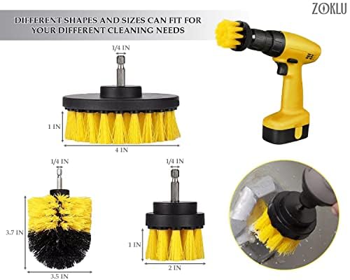 3 Pcs Drill Brush Attachments for Cleaning, Nylon 2/3.5/4 in Heads | Brush Attachment for Drill, 1/4 In Hex Shaft; Use on Car Detailing, Carpet, Wheels, Showers, Bathtubs, Tile, Grout & Floors