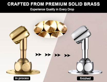 Adjustable Shower Head Holder Wall Mount Solid Brass | Handheld shower bracket with screw mount and pivot ball joint for 360° rotation. Fits most sprayers and wands(chrome) - color: Chrome Finish