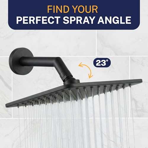 HammerHead Showers Solid Metal 8 Inch Square Rainfall Shower Head, High Flow Shower Head Optimized for Pressure, Matte Black, 2.5 GPM - color: Matte Black