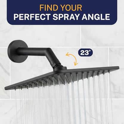 HammerHead Showers Solid Metal 8 Inch Square Rainfall Shower Head, High Flow Shower Head Optimized for Pressure, Matte Black, 2.5 GPM - color: Matte Black