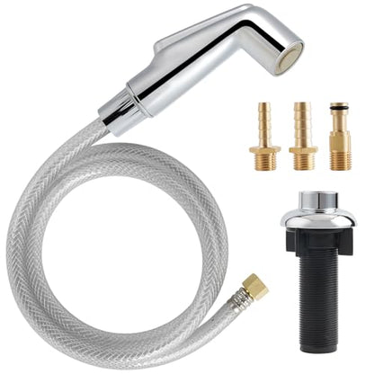 Universal Kitchen Sink Spray Attachment/Hose/Holder Set, Silver Chrome | NSF/ANSI/CAN 372 Certified, Compatible with Moen/Delta Faucet, Kitchen Side Sprayer, Kitchen Sink Faucet Sprayer Replacement - color: Chrome, style: Sprayer Head/Hose/Holder Set