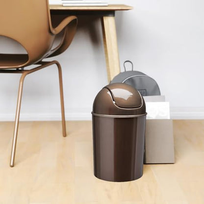 Umbra 1.25 Gallon Mini Waste Can with Removable Swing-Top Lid - Small Garbage Bin for Kitchen, Bathroom, Bedroom, Office - Compact Trash Can Fit Under Tables & Counters - Bronze - color: Bronze