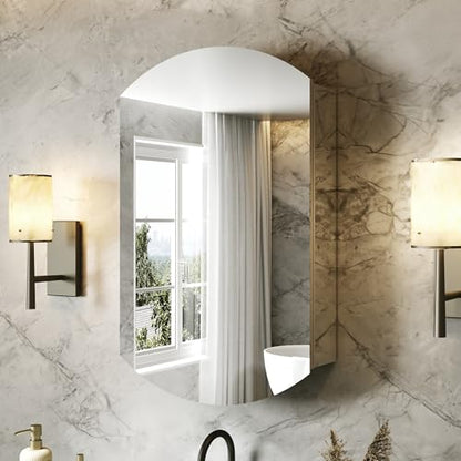 20 x 31 in Medicine Cabinet with Mirror and Side Panels, Silver | Surface or Recessed Medicine Cabinet Mirror with Storage, Adjustable Shelves, Aluminum Alloy Frame, Assembly Required - size: 20''x31''(V2)