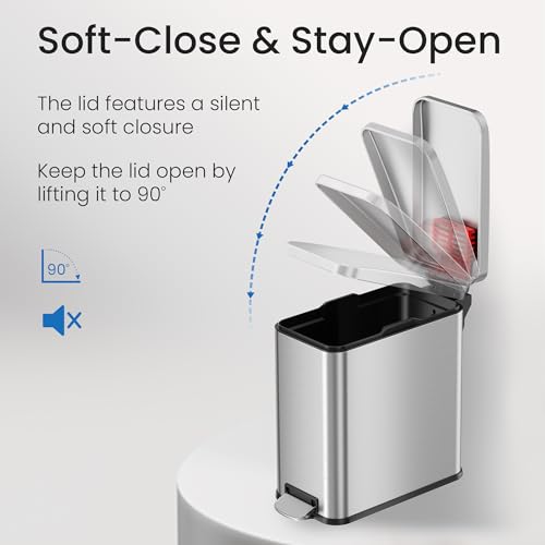 iTouchless 3 Gal Nursery Waste Bin | Step Pedal Diaper Trash Can | Silver | Foot-Operated Lid Opens Instantly | Whisper-Quiet AirNova Damper | Removable Liner Bucket | Neutral Finish Suits Any Color - color: Matte Silver