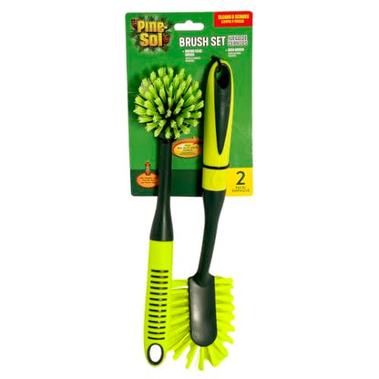 Pine-Sol Scrub Brush Set - Long Handle Cleaning Brushes with Heavy Duty Bristles and Comfort Grip - Scrubbers for Kitchen, Household, and Dishwashing, 2 Pieces - size: 2 Piece Set