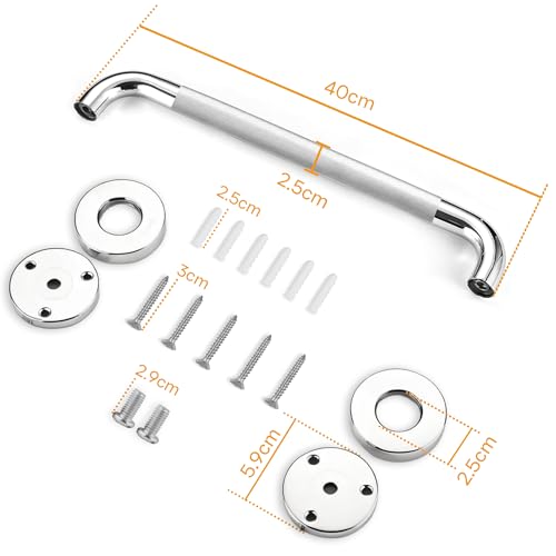 Grab Bars for Shower, 16 Inch Anti Slip Shower Handles for Senior, Safety Bathroom Shower Grab Bar, 304 Stainless Steel Handicap Grab Bars, Elderly Bathtub and Toilet Assist