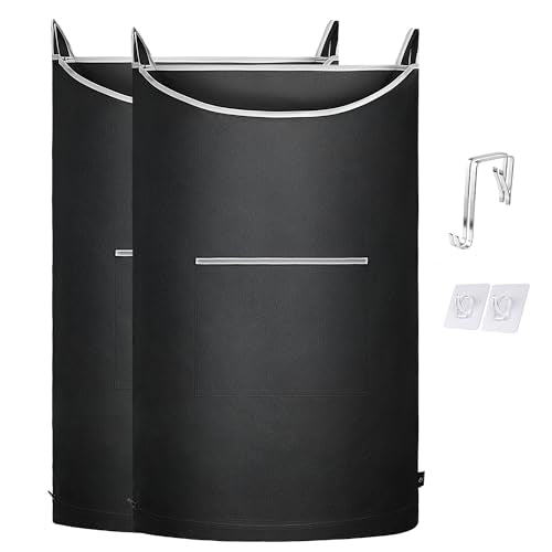 XL Hanging Laundry Hamper, 2PC-Black, Over Door/Wall Mount, Large Capacity, Modern Design, Durable, Waterproof - color: Black, size: 2PC-XL