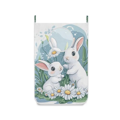 Hanging Laundry Hamper Over the Door with Stainless Steel Hooks Rack Dirty Clothes Wall Mounted Hamper Basket Bag 29.5X20inch Blue and White Easter Bunny Daisy - color: Blue and White Easter Bunny Daisy, size: 20x29.5inx1