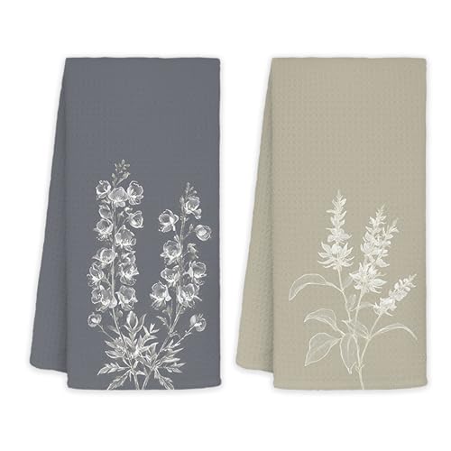 JINYO Minimalist Boho Floral Kitchen Towels, Neutral Botanical Hand Towels for Bathroom Kitchen Decor, Rustic Elegant Wildflower Plant Decorative Dish Tea Towels, 16x24 Inch Set of 2 - color: Minimalist Floral Towels-3