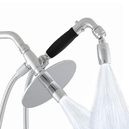 High Sierra® - Solid Lead-Free Metal 4-Way Combo with GEN 3 REFLECTIONS™ Fixed and Handheld Shower Head with Hose. Run Separately or Both at Full Flow - 1.8 GPM per Shower Head - Chrome Finish - color: Chrome, size: 1.8 GPM