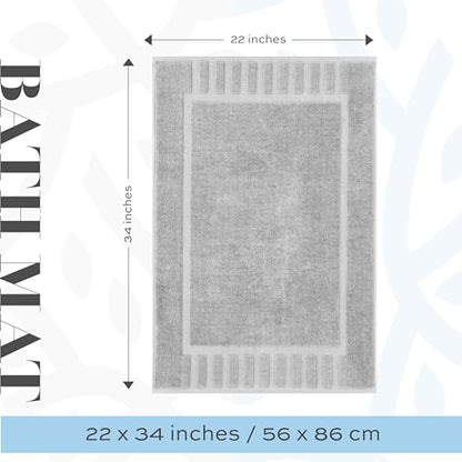 White Classic Luxury Bath Mat Floor Towel Set - Absorbent Cotton Hotel Spa Shower/Bathtub Mats [Not a Bathroom Rug] 22"x34" | 2 Pack | Dolphin Grey - color: Dolphin Grey