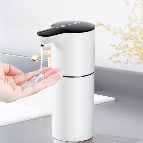 Automatic Soap Dispenser,Liquid Hand Soap Dispenser for Bathroom Kitchen,8 Adjustable Levels,12.4 oz/350mL Touchless Dispenser,Rechargeable 2000mAh (White-Liquid)