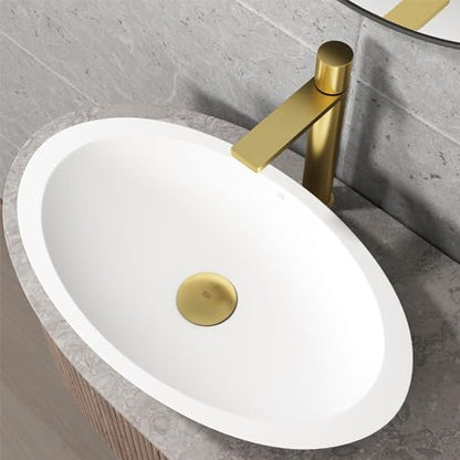 Vigo Bathroom Sink Pop Up Drain Without Overflow, Matte Gold Drain Stopper with ClogFree QuickDrain Technology & Matching Mounting Ring - color: Gold