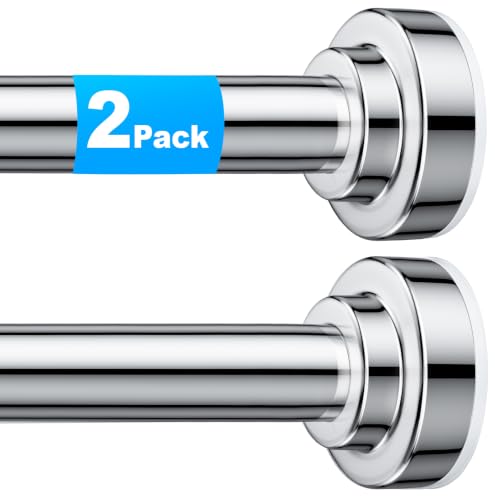 TEECK 2 Pack Shower Curtain Rod, 32-43 inch Adjustable Spring Tension Curtain Rod, Never Rust Anti-Slip Shower Curtain Rod for Bathroom, No Drilling, Never Collapse, Easy to Use, Silver - color: Silver, size: 32-43 Inches|2 pcs