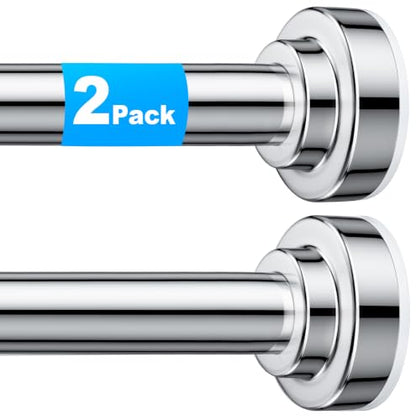 TEECK 2 Pack Shower Curtain Rod, 32-43 inch Adjustable Spring Tension Curtain Rod, Never Rust Anti-Slip Shower Curtain Rod for Bathroom, No Drilling, Never Collapse, Easy to Use, Silver - color: Silver, size: 32-43 Inches|2 pcs