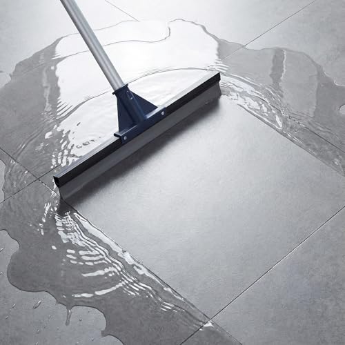 Floor Squeegee for Concrete Floor, 17.5" Heavy Duty Squeegee Broom for Floor, Commercial Scrubber Mop with Extendable Long Handle, Bathroom Tile Shower Glass Window
