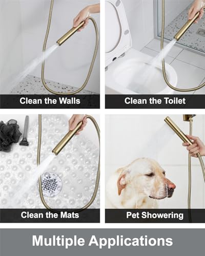Aolemi Shower System with Rain Head and Handheld,8-Inch,Brushed Gold | High-Pressure Shower Faucet Set with Dual-Function Handheld,Rough-In Valve,1.8 GPM,Wall-Mount Trim Kit - color: Brushed Gold, size: 8 Inch