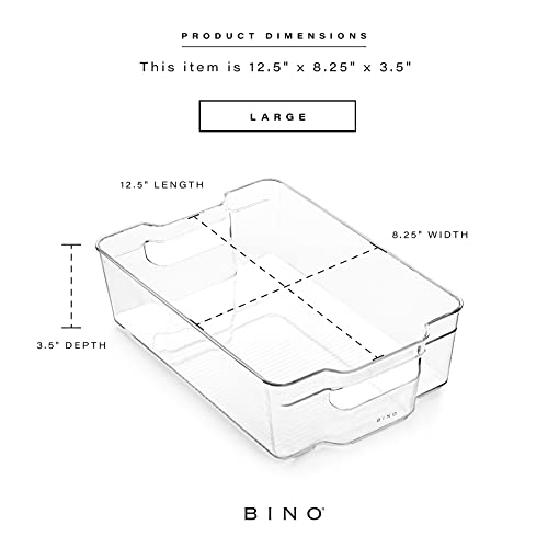 BINO | Stackable Storage Bins, Large - 2 Pack | THE STACKER COLLECTION | Clear Plastic Storage Bins | Built-In Handles | BPA-Free | Containers for Organizing Kitchen Pantry | Multi-Use Organizer Bins - size: Large