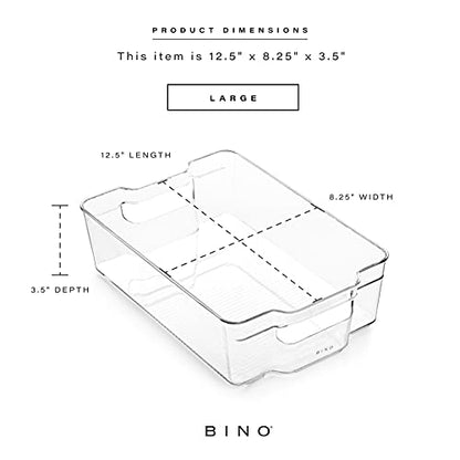 BINO | Stackable Storage Bins, Large - 2 Pack | THE STACKER COLLECTION | Clear Plastic Storage Bins | Built-In Handles | BPA-Free | Containers for Organizing Kitchen Pantry | Multi-Use Organizer Bins - size: Large