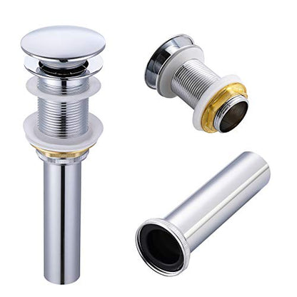 KES Bathroom Sink Drain Pop Up Drain Without Overflow Vessel Sink Vanity Stopper Polished Chrome, All Metal Rustproof Brass and 304 Stainless Steel, S2008D-CH - color: Polished Finish, style: NO Overflow (Big Cap)