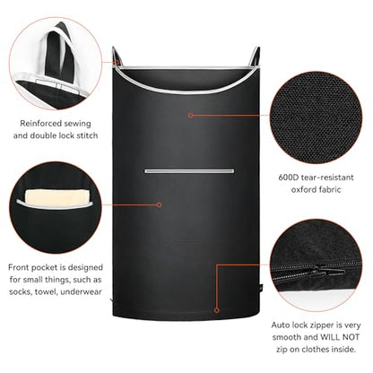 XL Hanging Laundry Hamper, 2PC-Black, Over Door/Wall Mount, Large Capacity, Modern Design, Durable, Waterproof - color: Black, size: 2PC-XL