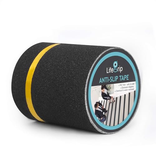 LifeGrip Anti Slip Traction Tape with Reflective Stripe, 6"x33', Waterproof | Grip Tape Grit Non Slip, Outdoor Non Skid Treads, High Traction Friction Abrasive Adhesive for Stairs Step, Visiable at Night - color: Reflective, size: 6" X 30'