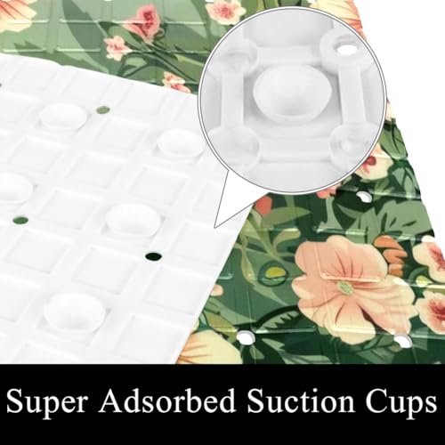 Bath Tub Shower Mat, Washable Bathtub Floor Mats, Suction Cups and Drain Holes to Keep Tubs Clean, Soft on Feet, Bathroom Essentials, 26.8x15.1 Inch, Dog Flower - color: Multi 14