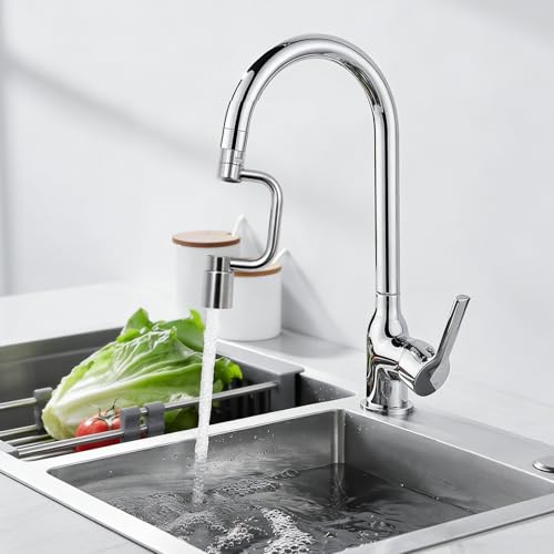 Universal Faucets, 360 Rotatable U Shaped Faucet Extender 2 Modes Adjustable Faucet Aerator Head Replacement for Bathroom Kitchen