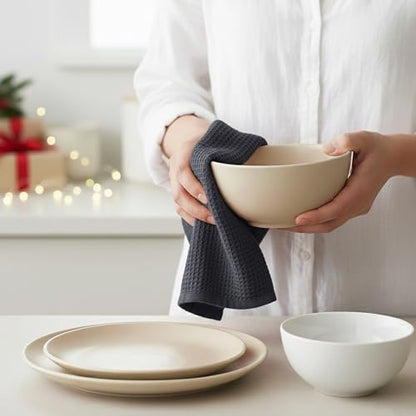 Waffle Weave Kitchen Towel, 100% Cotton - 15x25 Inches with Hanging Loop, Ultra Soft Absorbent Quick Drying Dish Cloth, Tea and Hand Towels, 4 Pack - Spring Easter Summer - Dark Grey - color: Dark Grey, size: 15 x 25 - 4 Pack