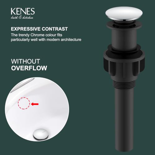Chrome Pop Up Bathroom Sink Drain Assembly Without Overflow | Bathroom Vanity Sink Drain Assembly, Built-in Anti-Clogging Strainer, Plastic Pop Up Drain for Bathroom Vanity Vessel Sink - color: Chrome, size: Big Pop up Cap (Without Overflow)